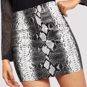 Half Zip Snake Print Skirt